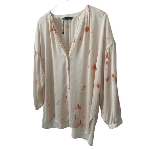 ZARA PAINT SPLATTER OVERSIZED BUTTON DOWN SIZE SMALL NWOT - Picture 2 of 9